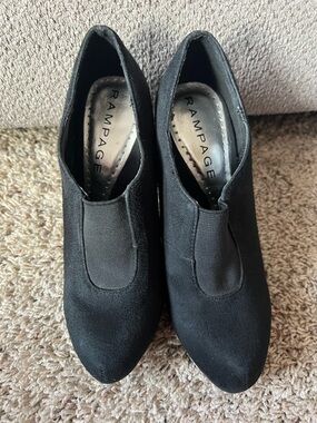 Rampage Black Suede Slip-On Ankle Booties